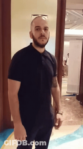 Bearded Man In Sunglasses And Black Polo GIF
