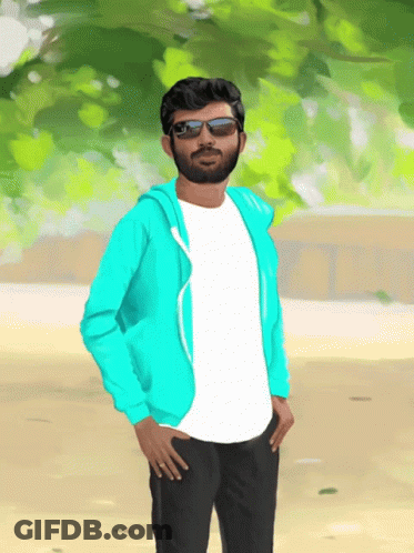 Bearded Man In Sunglasses And Blue Hoodie GIF