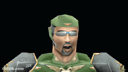 Bearded Man In Sunglasses And Green Helmet With Eagle GIF