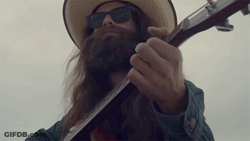 Bearded Man In Sunglasses And Hat Playing Guitar GIF