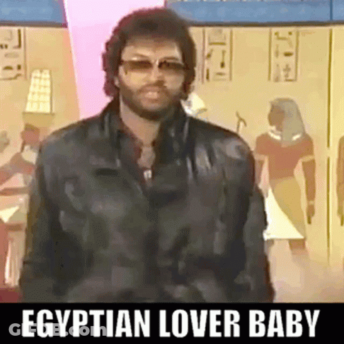 Bearded Man In Sunglasses And Leather Jacket By Egyptian Writing GIF