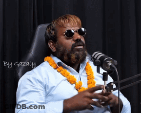 Bearded Man In Sunglasses At Microphone With Gazaly GIF