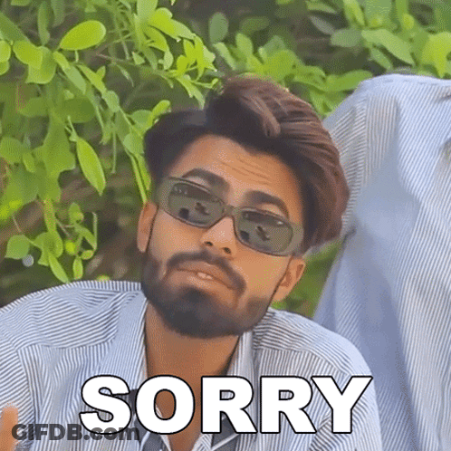 Bearded Man In Sunglasses Wearing Sorry Shirt GIF