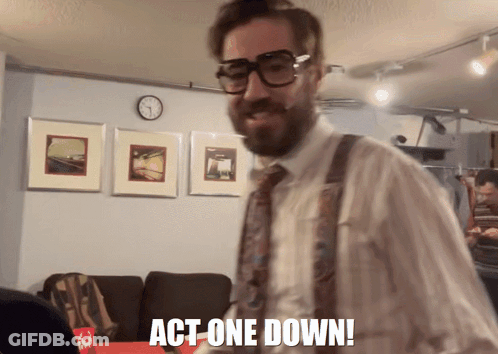 Bearded Man In Suspenders Act One Down GIF
