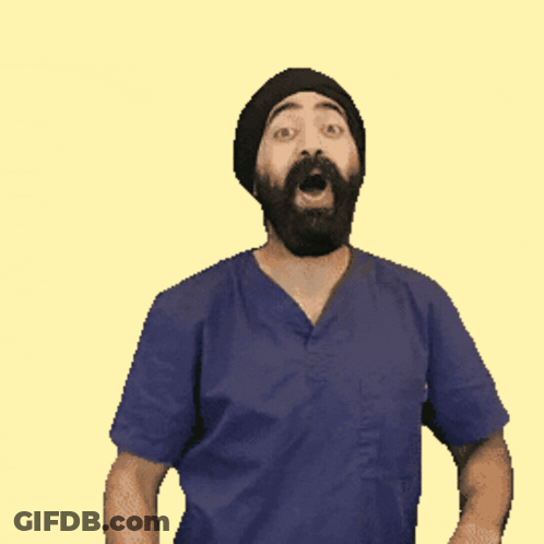 Bearded Man In Turban And Blue Scrub Top GIF