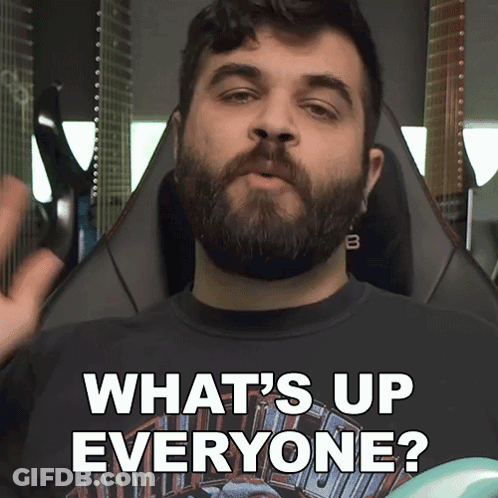 Bearded Man In What's Up Everyone Shirt GIF