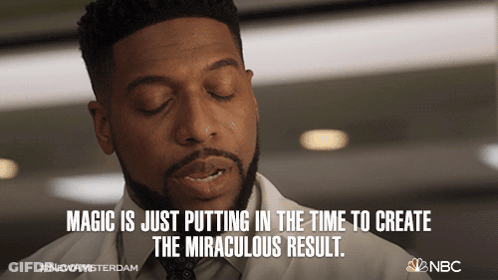 Bearded Man In White Coat Says Magic Is Just Putting In Time GIF