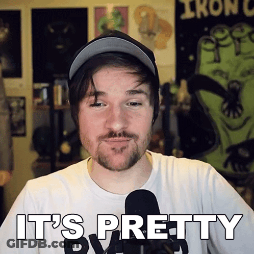 Bearded Man In White Shirt And Hat Saying It's Pretty GIF