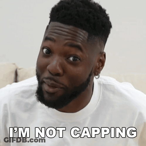 Bearded Man In White Shirt Saying I'm Not Capping GIF