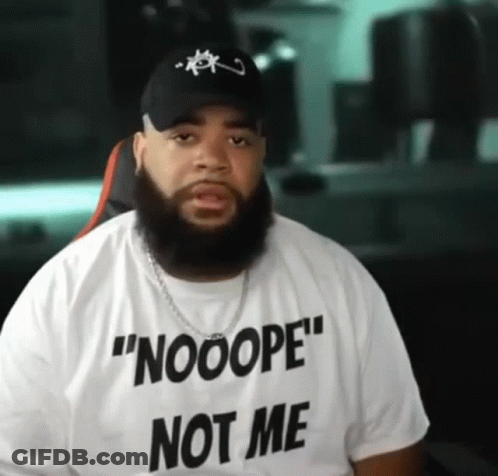 Bearded Man In White Shirt Saying Nooope Not Me GIF