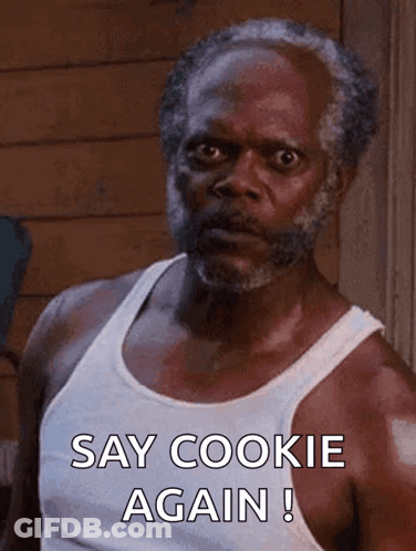Bearded Man In White Tank Top Saying Say Cookie Again GIF