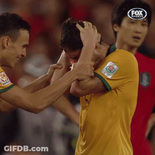 Bearded Man In Yellow Australia Shirt GIF