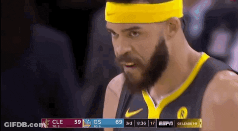 Bearded Man In Yellow Headband At Basketball Game GIF