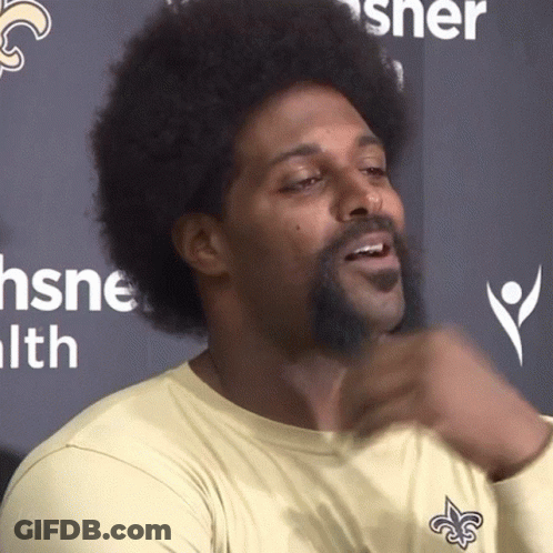 Bearded Man In Yellow Saints Shirt GIF