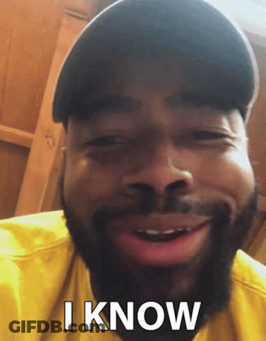 Bearded Man In Yellow Shirt And Hat Saying I Know GIF