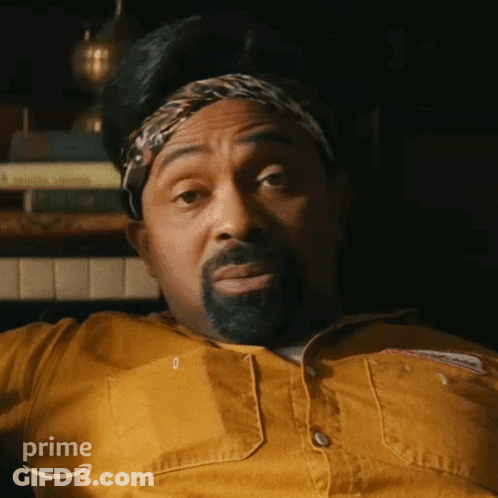 Bearded Man In Yellow Shirt And Prime Headband GIF