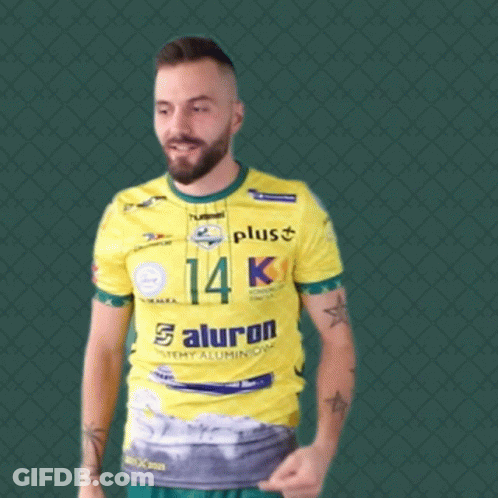 Bearded Man In Yellow Shirt Saying 14K GIF