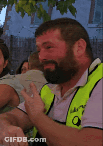Bearded Man In Yellow Vest Saying Hulu GIF