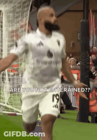 Bearded Man Jumping Are You Not Entertained GIF