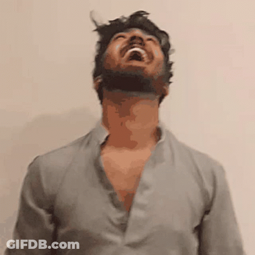 Bearded Man Laughing Hair Blowing GIF