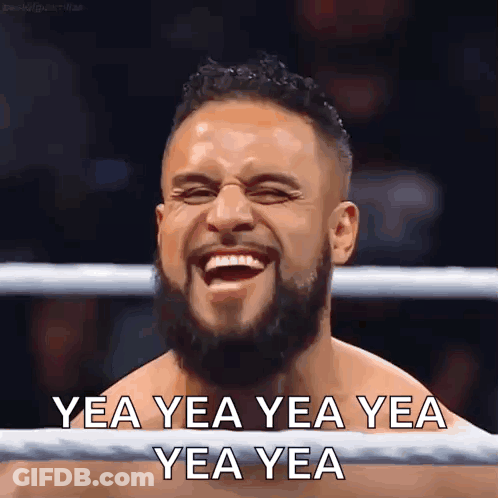Bearded Man Laughing In Boxing Ring Yea Yea Yea GIF