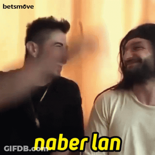 Bearded Man Laughing Next To Man With Naberlan GIF