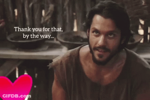 Bearded Man Looking Up Saying Thank You For That By The Way GIF