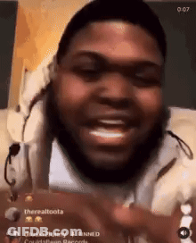 Bearded Man Making Funny Face On Phone GIF