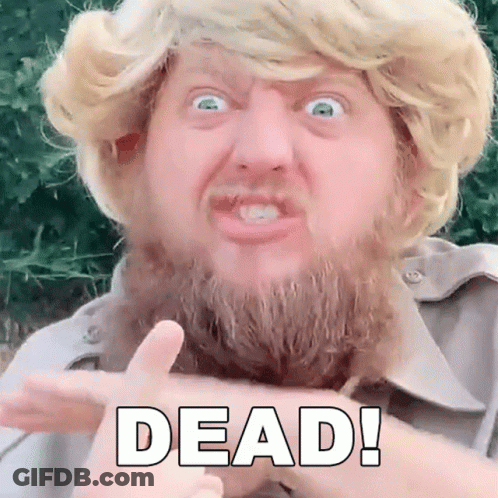 Bearded Man Making Funny Face Pointing At Dead GIF