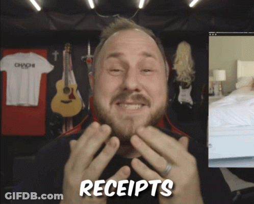 Bearded Man Making Funny Face Saying Receipts GIF