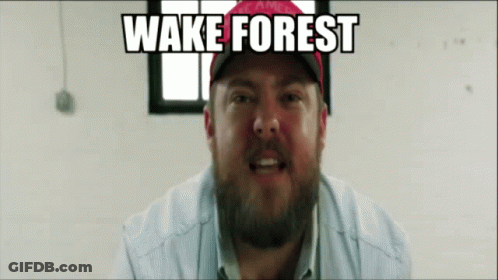 Bearded Man Making Funny Face Says Wake Forest GIF