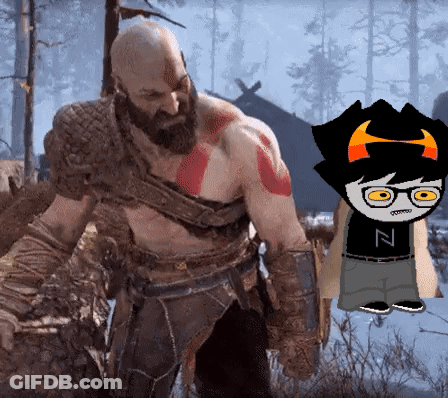 Bearded Man Next To Horned Boy GIF