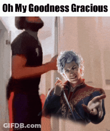 Bearded Man Next To Man With Knife Saying Oh My Goodness Gracious GIF