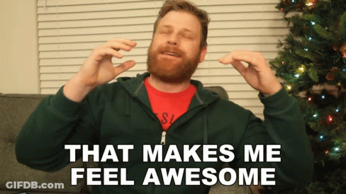 Bearded Man On Couch Saying That Makes Me Feel Awesome GIF