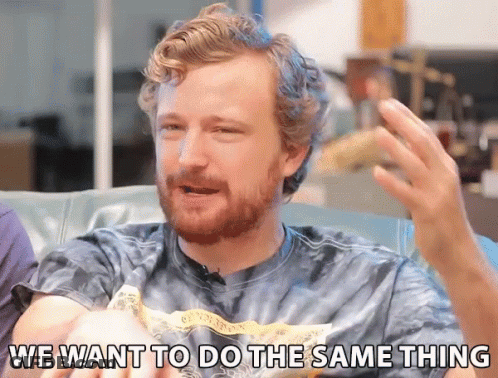 Bearded Man On Couch Saying We Want To Do The Same Thing GIF