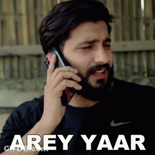Bearded Man On Phone Saying Arey Yaar GIF