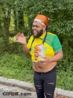 Bearded Man On Road Holding Soda Can GIF