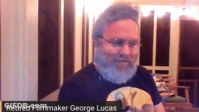 Bearded Man On Video Call With George Lucas GIF