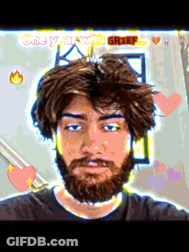 Bearded Man One Year With Grief GIF