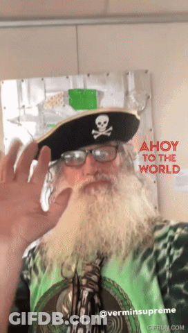 Bearded Man Pirate Hat Glasses Ahoy GIF