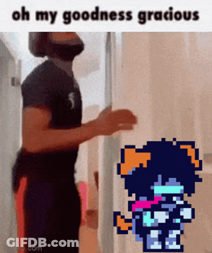 Bearded Man Pixelated Character Saying Oh My Goodness Gracious GIF