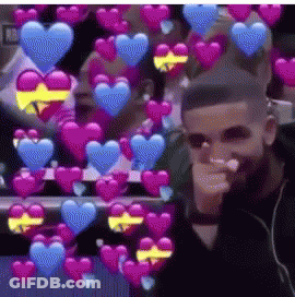 Bearded Man Pointing At Camera With Hearts GIF