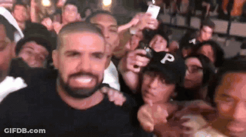 Bearded Man Posing With Crowd GIF