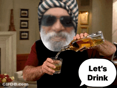 Bearded Man Pouring Drink Saying Let's Drink GIF