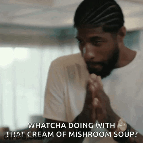 Bearded Man Praying Whatcha Doing With Cream Of Mushroom Soup GIF