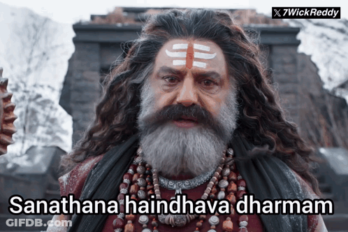 Bearded Man Red White Cross Forehead Sanathana Haindhava Dharmam GIF