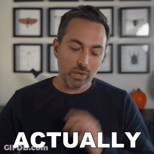 Bearded Man Saying Actually At Picture Wall GIF