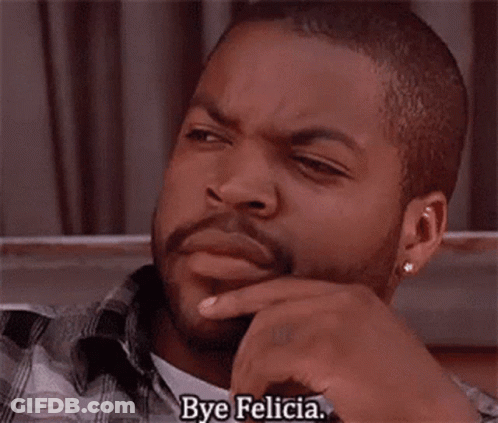 Bearded Man Saying Bye Felicia Hand On Chin GIF