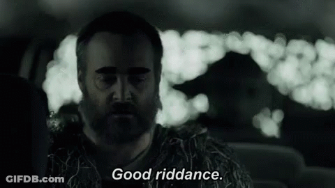 Bearded Man Saying Good Riddance In Back Seat GIF