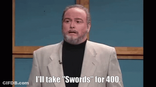 Bearded Man Saying I'll Take Swords For 400 GIF